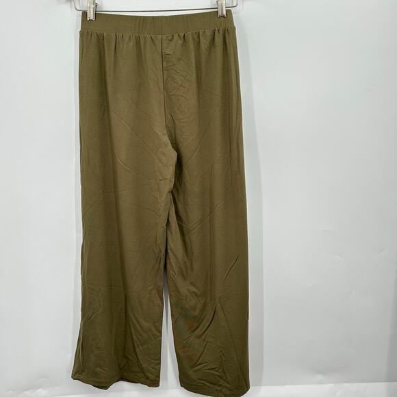 LOGO by Lori Goldstein Wide Leg Pants Olive Green Modal Jersey Womens XXSP 2XSP - Picture 7 of 9